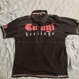 COOGI HERITAGE 2XL POLO SHIRT BLACK HEAVY AUSTRALIA BIGGIE RAP HIPHOP
